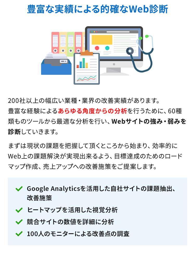 豊富な実績による的確なWeb診断