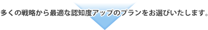 多くの戦略から最適な認知度アップのプランをお選びいたします。